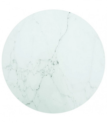 Table Top White ?70x0.8 cm Tempered Glass with Marble Design