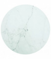 Table Top White ?70x0.8 cm Tempered Glass with Marble Design
