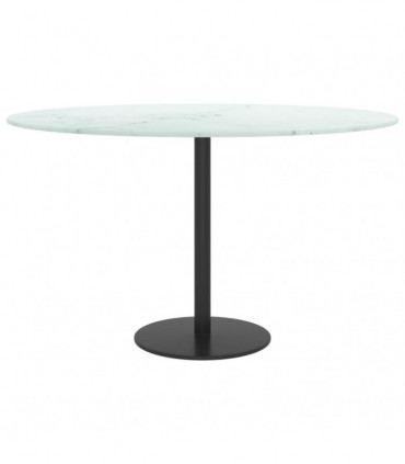 Table Top White ?70x0.8 cm Tempered Glass with Marble Design