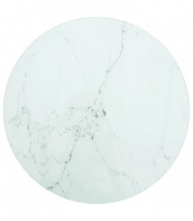 Table Top White �30x0.8 cm Tempered Glass with Marble Design