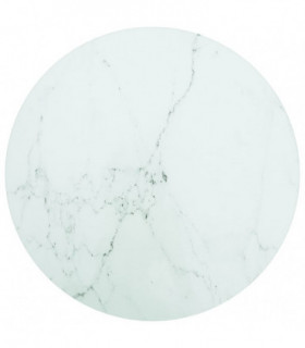 Table Top White �40x0.8 cm Tempered Glass with Marble Design