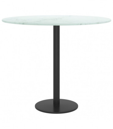 Table Top White �50x0.8 cm Tempered Glass with Marble Design