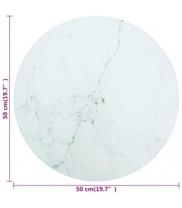Table Top White �50x0.8 cm Tempered Glass with Marble Design