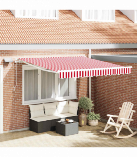 vidaXL Retractable Awning with Manual 350 x 250 cm Red and white