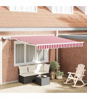 vidaXL Retractable Awning with Manual 350 x 250 cm Red and white