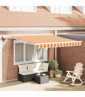 vidaXL Retractable Awning with Manual 350 x 250 cm Yellow and orange
