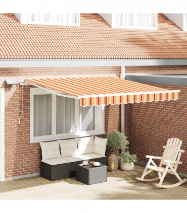 vidaXL Retractable Awning with Manual 350 x 250 cm Yellow and orange