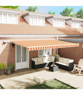vidaXL Retractable Awning with Manual 500 x 350 cm Yellow and orange