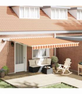 vidaXL Retractable Awning with Manual 400 x 300 cm Yellow and orange