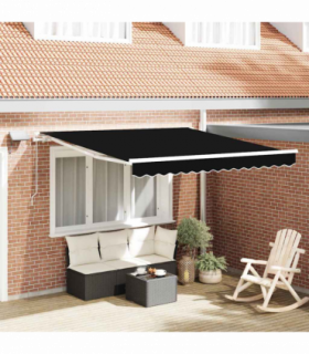 vidaXL Retractable Awning with Manual 350 x 250 cm Black