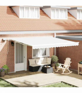 vidaXL Retractable Awning with Manual 400 x 350 cm White