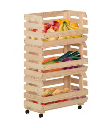 Vegetable Trolley 37x30x80 cm Solid Pinewood