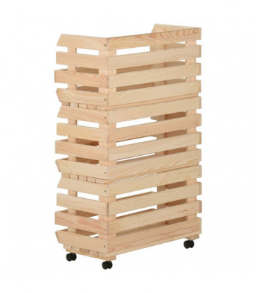 Vegetable Trolley 37x30x80 cm Solid Pinewood