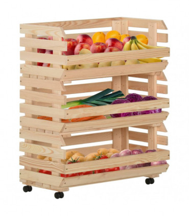 Vegetable Trolley 77x30x80 cm Solid Pinewood