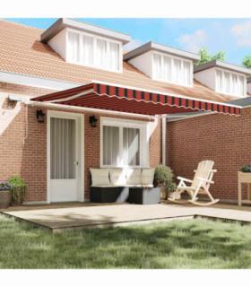 vidaXL Retractable Awning with Manual 400 x 350 cm Orange and brown