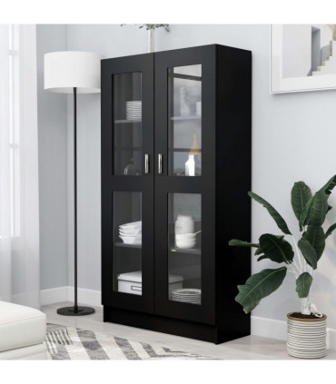Vitrine Cabinet Black 82.5x30.5x150 cm Engineered Wood