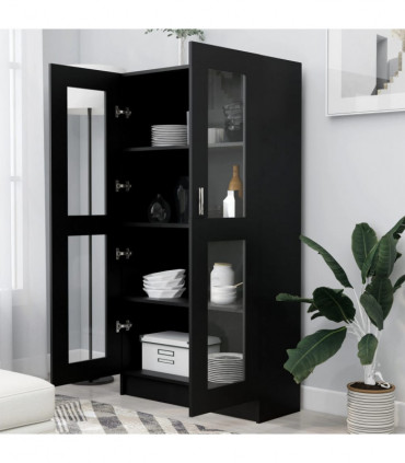 Vitrine Cabinet Black 82.5x30.5x150 cm Engineered Wood