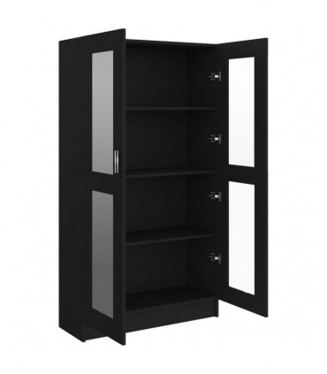 Vitrine Cabinet Black 82.5x30.5x150 cm Engineered Wood