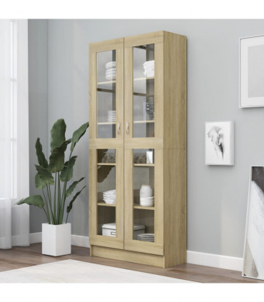 Vitrine Cabinet Sonoma Oak 82.5x30.5x185.5 cm Engineered Wood