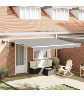 vidaXL Retractable Awning with Manual 400 x 300 cm Light grey