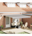 vidaXL Retractable Awning with Manual 400 x 300 cm Light grey