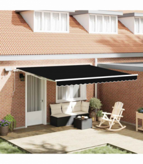 vidaXL Retractable Awning with Manual 400 x 300 cm Black