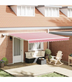 vidaXL Retractable Awning with Manual 400 x 300 cm Red and white