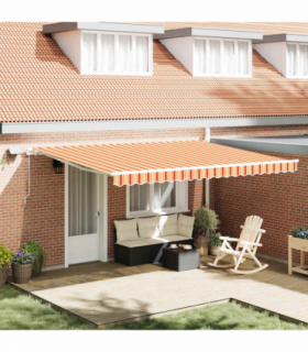 vidaXL Retractable Awning with Manual 450 x 300 cm Yellow and orange