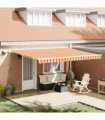vidaXL Retractable Awning with Manual 450 x 300 cm Yellow and orange