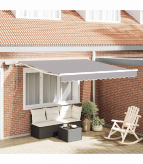 vidaXL Retractable Awning with Manual 350 x 250 cm Light grey