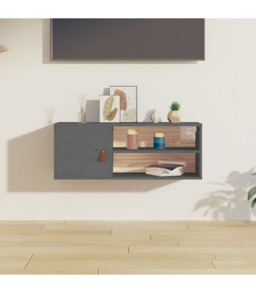 Wall Cabinet Grey 80x30x30 cm Solid Wood Pine
