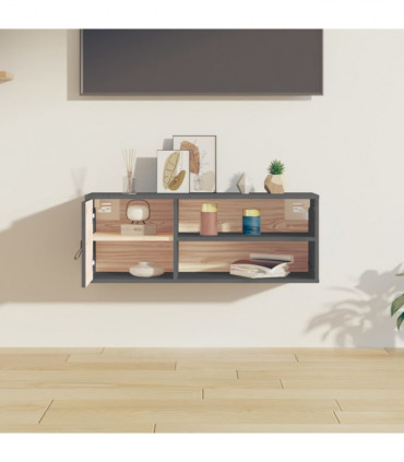Wall Cabinet Grey 80x30x30 cm Solid Wood Pine