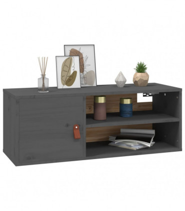 Wall Cabinet Grey 80x30x30 cm Solid Wood Pine