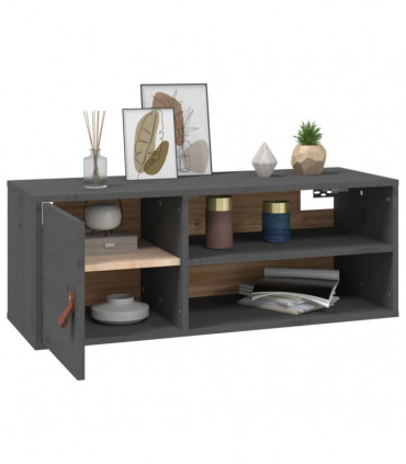 Wall Cabinet Grey 80x30x30 cm Solid Wood Pine