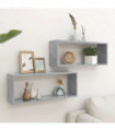 Wall Cube Shelf 2 pcs Concrete Grey 60x15x23 cm Engineered Wood