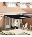 vidaXL Retractable Awning with Manual 400 x 350 cm Black