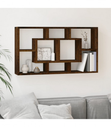 Wall Display Shelf 8 Compartments Smoked Oak