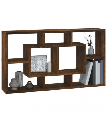 Wall Display Shelf 8 Compartments Smoked Oak