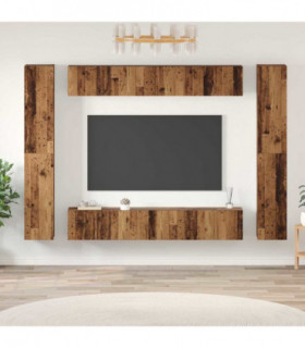 vidaXL TV Cabinet Set Wall-mounted 10 pcs Old wood 30.5 x 30 x 90 cm