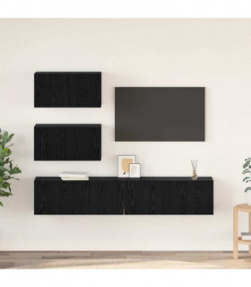 vidaXL TV Cabinet Set 4 pcs Black oak 100 x 30 x 30 cm Engineered wood