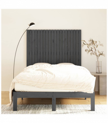 Wall Headboard Grey 127.5x3x110 cm Solid Wood Pine