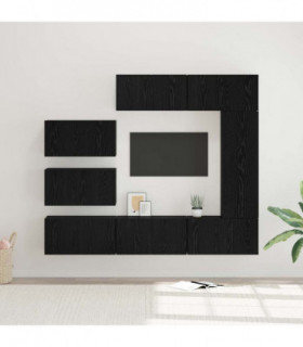 vidaXL TV Cabinet Set Wall-mounted 8 pcs Black oak 30.5 x 30 x 90 cm