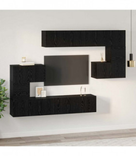 vidaXL TV Cabinet Set 8 pcs Black oak 80 x 30 x 30 cm Engineered wood
