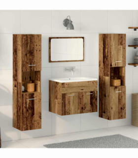 vidaXL Bathroom Furniture Set 4 pcs Old Wood 60 x 38.5 x 46 cm