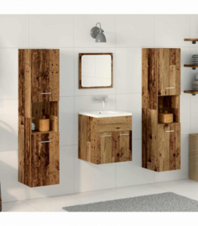 vidaXL Bathroom Furniture Set 4 pcs Old Wood 41 x 38.5 x 46 cm
