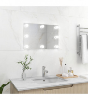 Wall Mirror with LED Lights Rectangular Glass