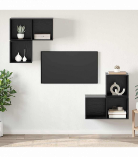 vidaXL TV Cabinet Set 4 pcs Black oak 37 x 37 x 72 cm Engineered wood