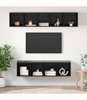 vidaXL TV Cabinet Set Wall-mounted 4 pcs Black oak 37 x 37 x 142.5 cm