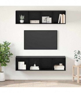 vidaXL TV Cabinet Set Wall-mounted 2 pcs Black oak 37 x 37 x 142.5 cm