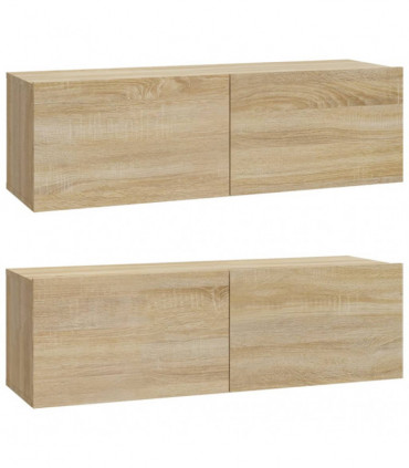 Wall TV Cabinets 2 pcs Sonoma Oak 100x30x30 cm Engineered Wood
